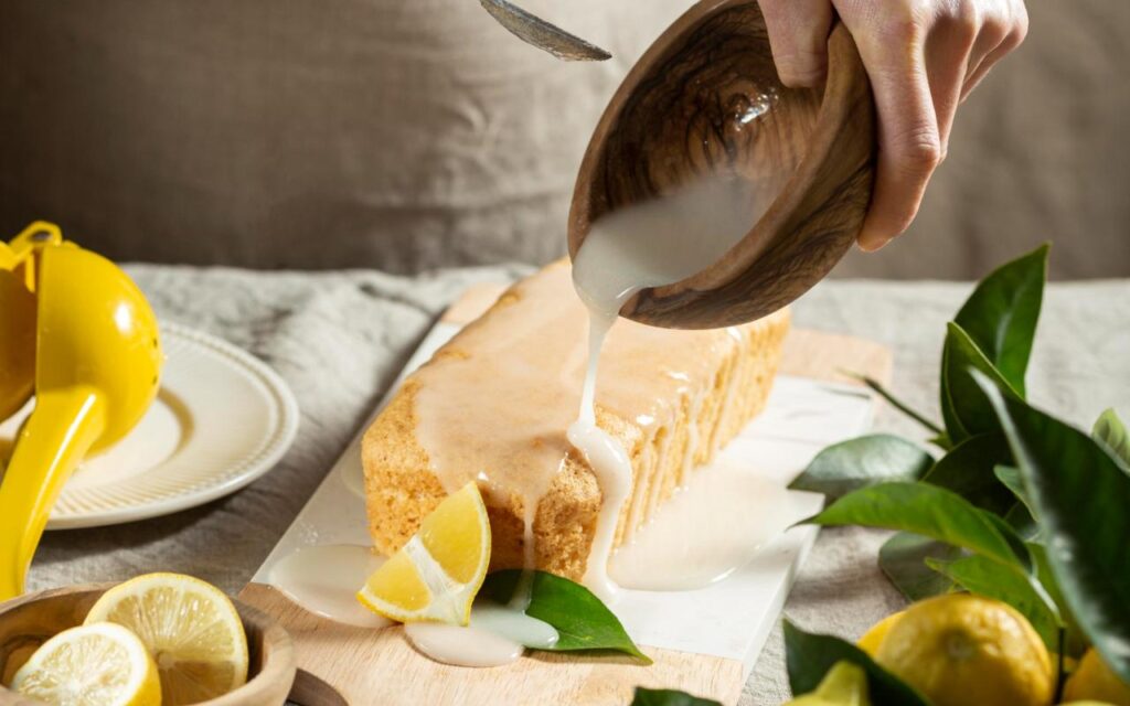 Women making lemon cake